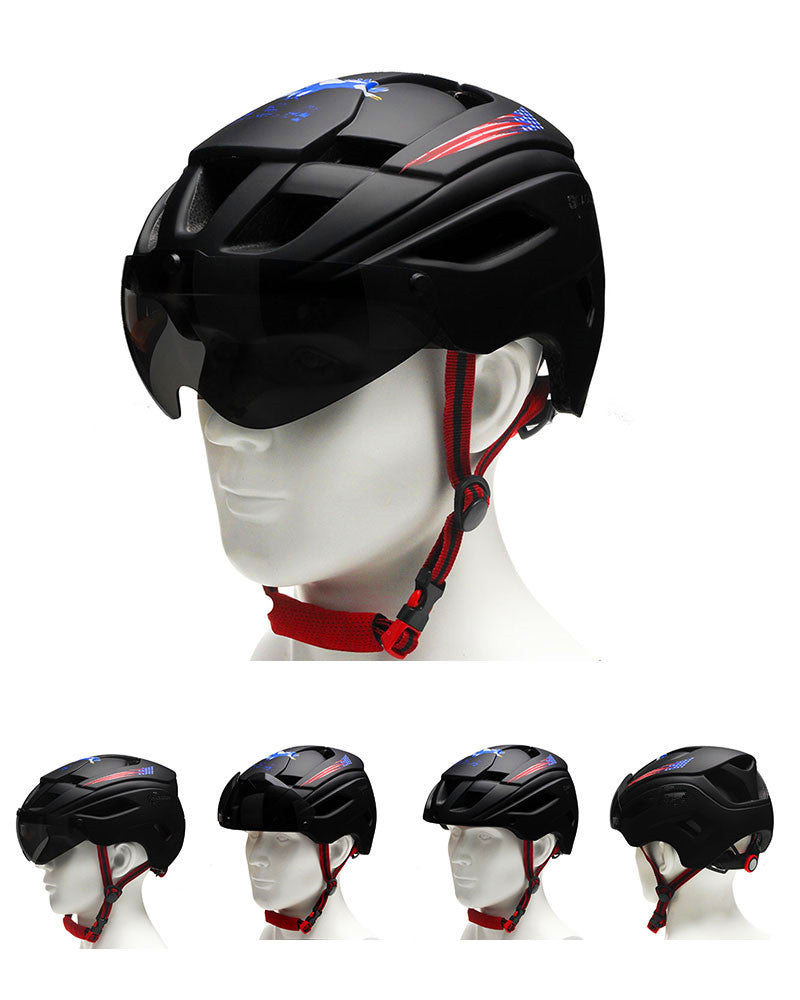 Biking Helmet With Frosted Magnetic Glass