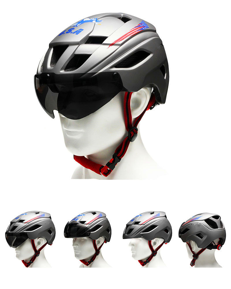 Biking Helmet With Frosted Magnetic Glass