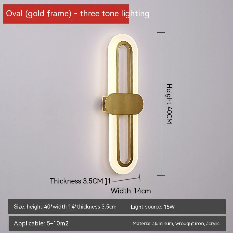 Oval LED Acrylic  Bedside Wall Lamp