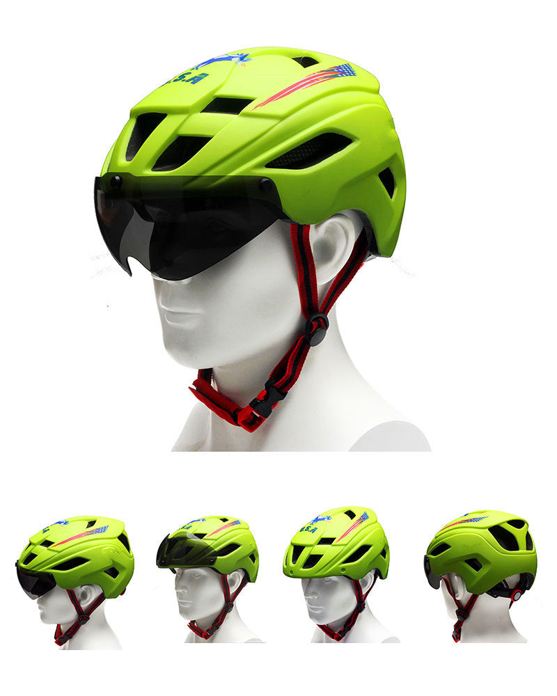 Biking Helmet With Frosted Magnetic Glass