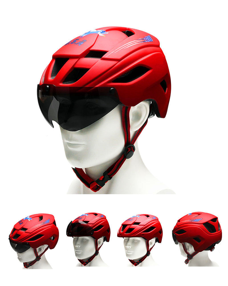 Biking Helmet With Frosted Magnetic Glass