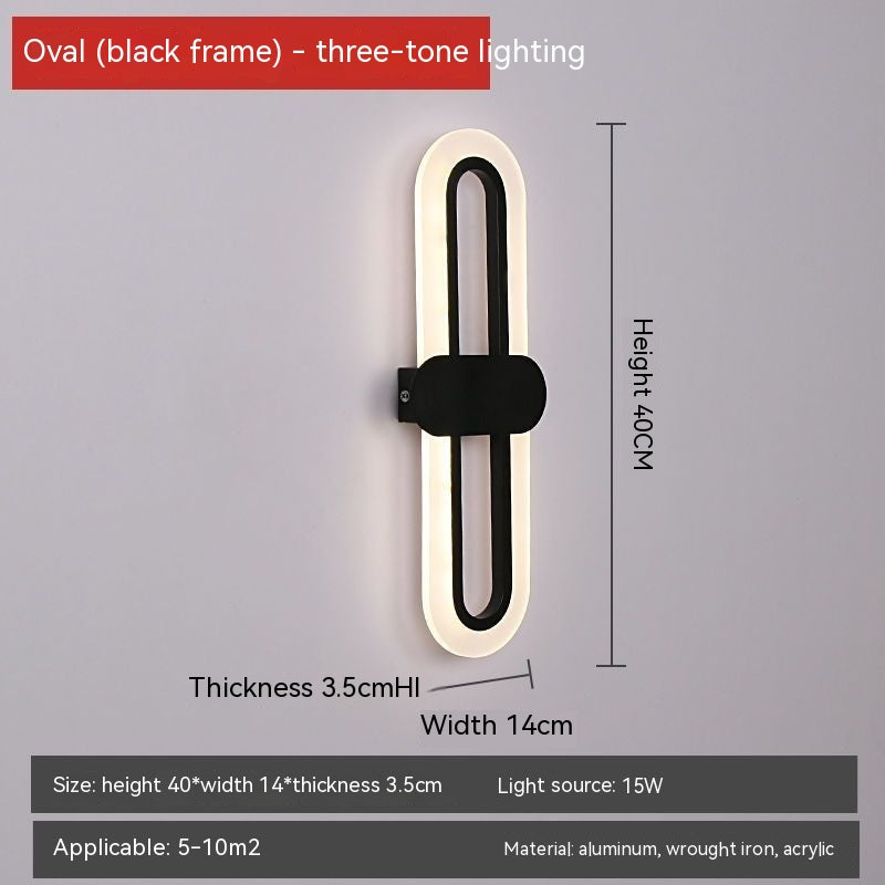 Oval LED Acrylic  Bedside Wall Lamp