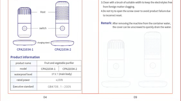 Portable Household Food Purifier Machine